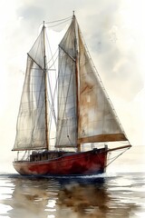 Classic Sailboat with Full Sails
