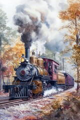 Old Steam Train on Tracks