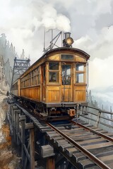 Old Train on Straight Track