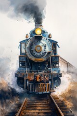Vintage Steam Train at Night