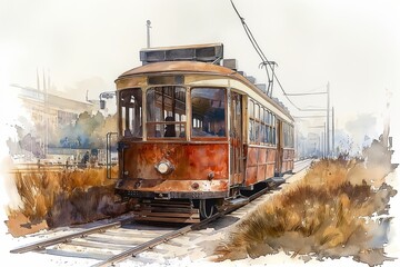 Vintage Tram on Old Tracks