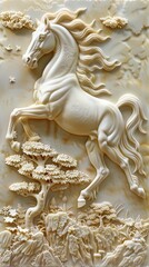 Beautiful animal 3d relief wallpaper. Mural wallpaper. AI generated illustration