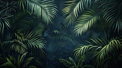 Beautiful nature background of vertical garden with tropical green leaf. Mural wallpaper. AI generated illustration