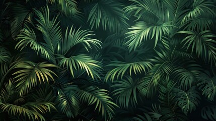 Beautiful nature background of vertical garden with tropical green leaf. Mural wallpaper. AI generated illustration