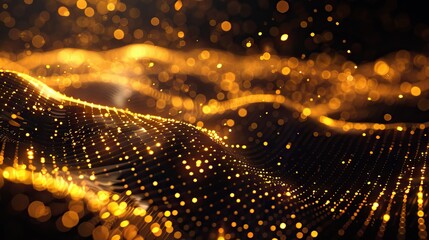 Abstract bubble bokeh - computer-generated image. Fractal geometry: chaos bright glowing circles like confetti. AI generated illustration