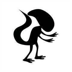 stamp silhouette illustration of a walking alien baby as an icon or logo