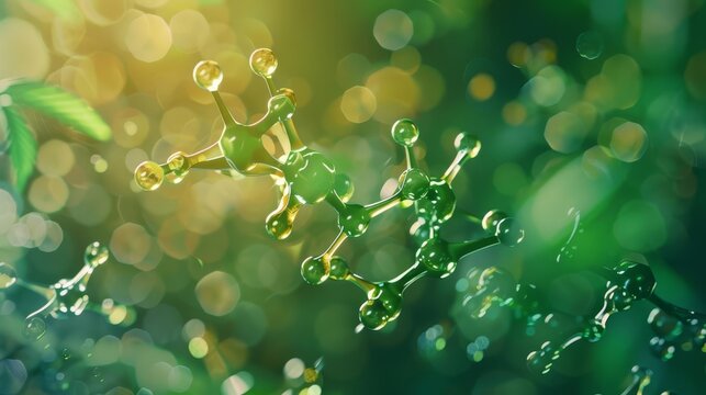 cannabinol cbn molecule structure scientific illustration of cannabis compound digital art
