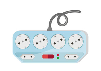 Multiple plug adapter power strip electrical outlet vector illustration isolated on white background