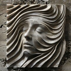 Woman face statue. Old dusty and cracked face statue of greek. AI generated illustration