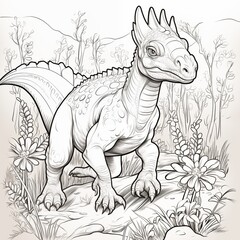 Fototapeta premium Coloring page cute dinosaur