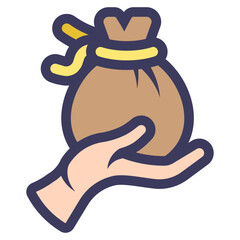 hand holding money bag icon