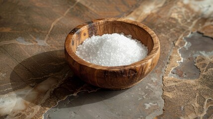 organic white sugar in rustic wooden bowl healthy sweetener ingredient