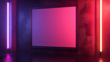 Blank frame with neon lights
