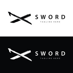 Sword weapon inspiration silhouette design illustration simple minimalist sword logo template