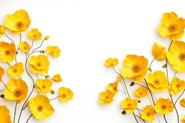 Yellow flowers on a white background