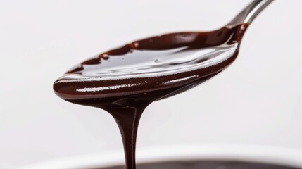 Macro Shoot of Melted Chocolate on A Spoon