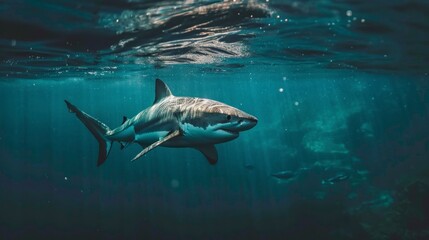 Fototapeta premium shark under the sea lurking
