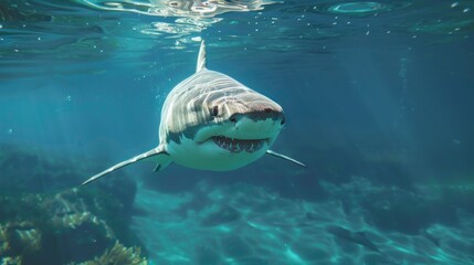 shark under the sea lurking