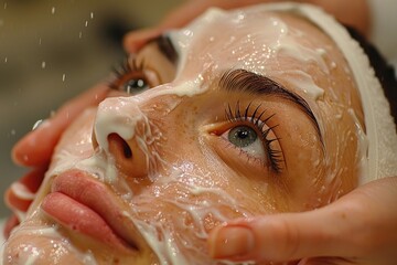 Woman having facial treatment at beauty spa