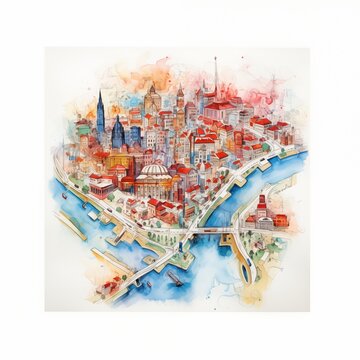 Paris map watercolor texture