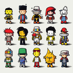 Set of Cute Cartoonish Characters