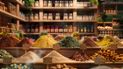 variety of spices in a market