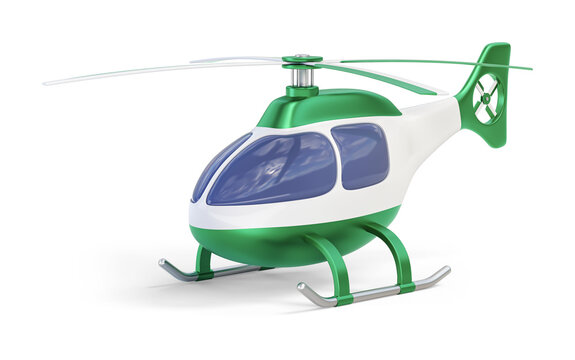 Helicopter with green decor isolated on transparent background. 3D render left front view
