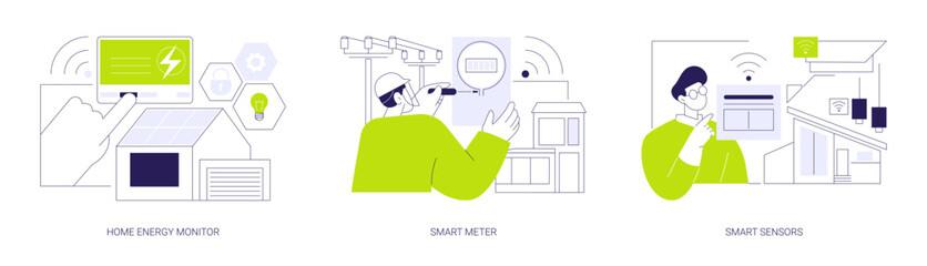 Smart house technology abstract concept vector illustrations.