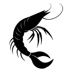 black and white shrimp silhouette vector