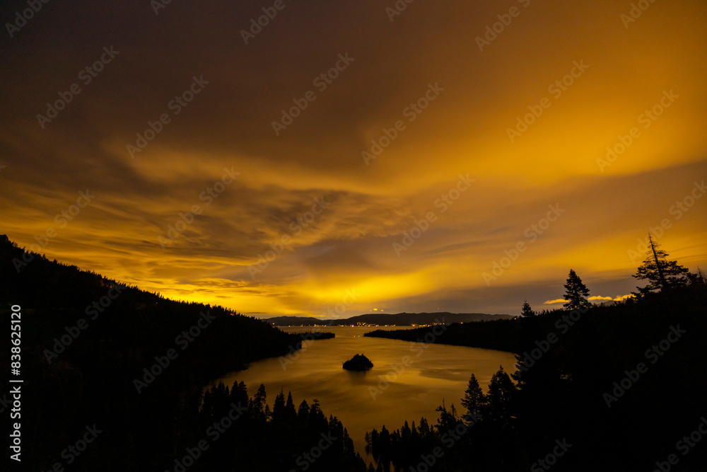 Wall mural sunset over the lake