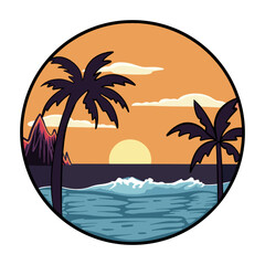 tropical island with palm trees