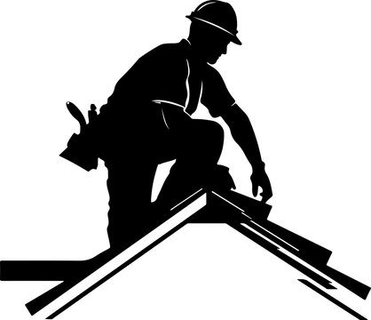 recommend clip art: Silhouette of Construction Worker on Roof