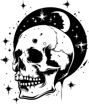recommend clip art: Skull with Celestial Elements and Stars