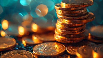 A golden globe illuminated with blockchain code patterns against a dark, sleek backdrop symbolizing the convergence of traditional wealth and modern digital finance