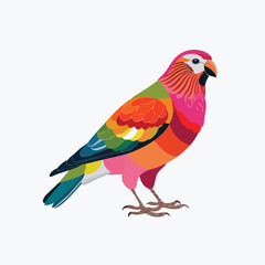 Obraz premium Spring bird. Beautiful birdie sits on branch. Colored flat vector illustration isolated on white background.