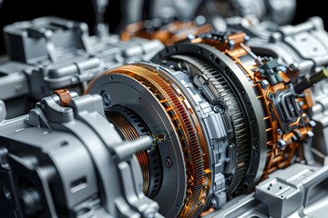 Fototapeta premium Close up View of Automotive Transmission Gears Undergoing Repair