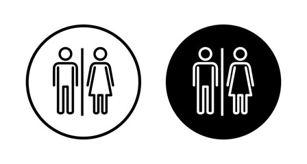 Toilet icon vector isolated on white background. Toilet sign. Man and woman restroom sign vector. Male and female icon