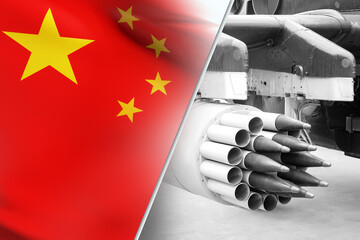 Armament Chinese army. Missiles are attached to helicopters. Weapons Chinese air force. Missiles...
