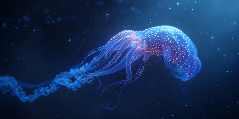 Glowing Jellyfish in Deep Ocean