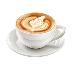 cappuccino with latte art isolated on transparent background. generative ai