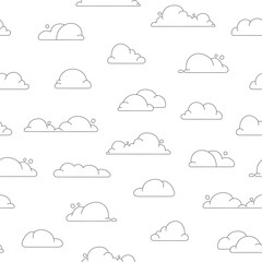 Obraz premium Cumulus cloud cartoon. Seamless pattern. Coloring Page. Sky air symbol. Vector drawing. Design ornaments.