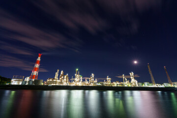 水面に映る工場夜景