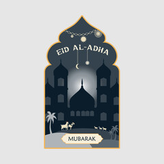 Naklejka premium Eid al - adha badge logo vector graphic illustration on background