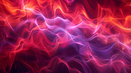 Dynamic wavy smoky patterns in vibrant hues of red and purple, forming a lively, energetic abstract background.