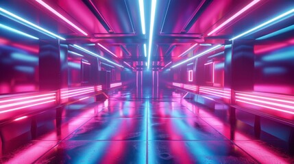 abstract 3d neon tunnel