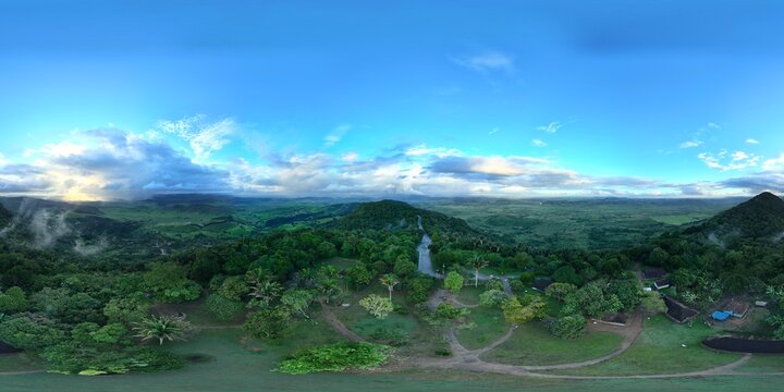 360 aerial photo taken with drone of Parque Memorial Quilombo dos Palmares - Serra da Barriga in Alagoas, Brazil