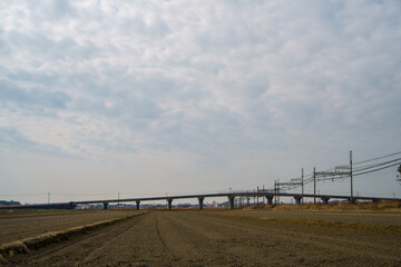 田園地帯を通り抜ける陸橋