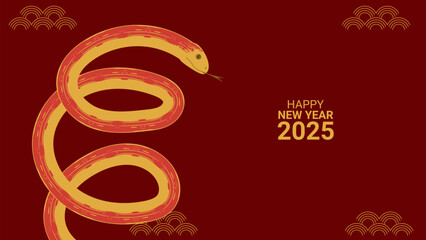 Year of Snake. Happy Chinese New Years Eve 2025. Lunar calendar. Asian style. Banner template postcard poster web design. Vector illustration