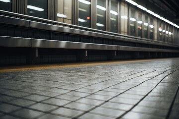 The Intricate Geometry Of An Empty Subway Platform. Urban Silence. Generative AI