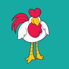 a cartoon drawing of a chicken with a red hat on it